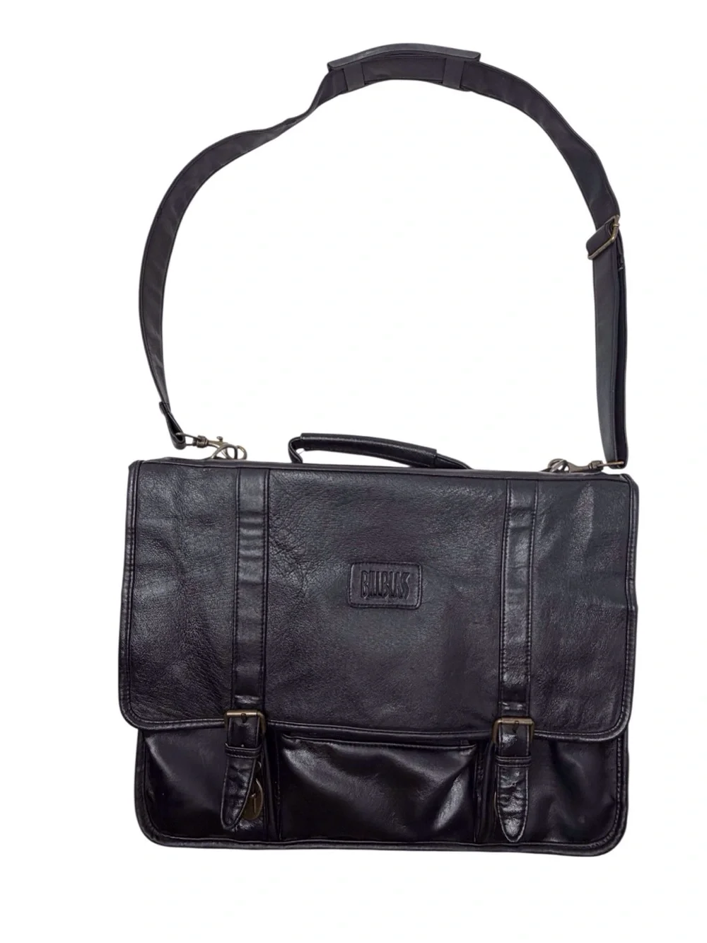 Vintage Bill Blass Black Leather Laptop/Briefcase/Messenger Bag adjustable strap